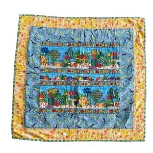 Handmade Infant Child Quilt Ocean Theme Fish Seahorse Numbers‎ EUC 33" Square